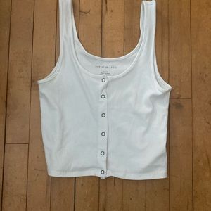 American eagle button down white crop top